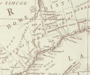 Detail from an 1813 map showing York and Yonge Street.
