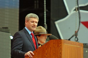 Prime Minister Stephen Harper speaking in 2012 – from Wikicommons