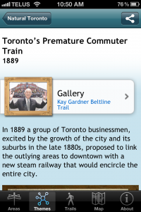 screen capture of Toronto in Time mobile app