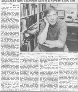 Profiled in the Edmonton Journal, 1991.