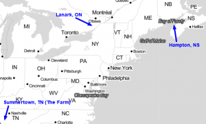 The Farm and its Canadian connections. Credit: Map tiles by openstreetmaps.org, overlay by Stamen Design