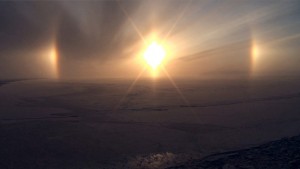 Photo taken on board the Canadian research icebreaker Amundsen, wintering in the Beaufort Sea.