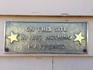 Plaque on the Last Chance Saloon in Wayne, Alberta. Photo Credit: Carla Peck, 2013.