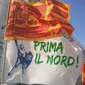 Flags of Venice and Lega Nord. Source: Wikipedia Commons.