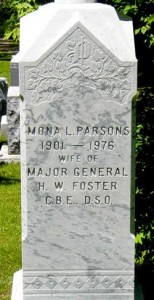 The only memorial to Parsons, her tomb stone.