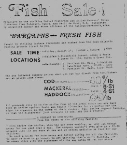 1970 ad for the strikers' fish sale.
