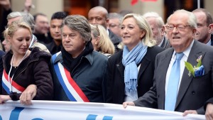 France's Marine and Jean-Marie Le Pen, on right.