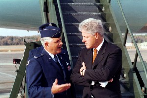 President Clinton talks to Air Force Colonel Paul Fletcher, 1999. USAF.