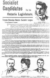 Ontario Socialist League slate, 1902. Margaret Haile in middle. Torontoist.