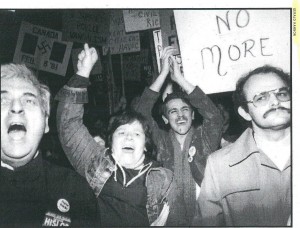 Activists organized a response to the 1981 Toronto bath raids in the streets and in the courts – photo used with permission from Gerald Hannon