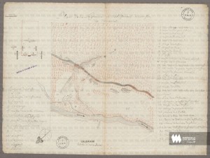Map of the Tamaroa (Illinois) mission's seigneury and buildings Jean-Paul Mercier, Priest 1735