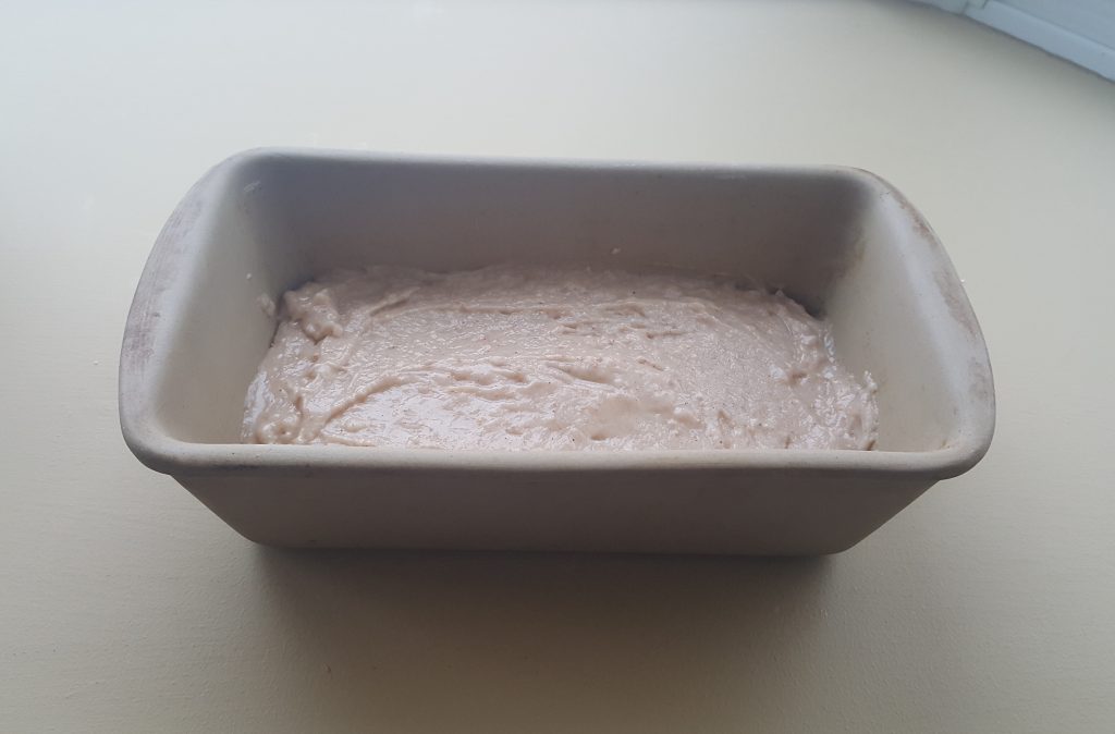 Batter in a loaf pan