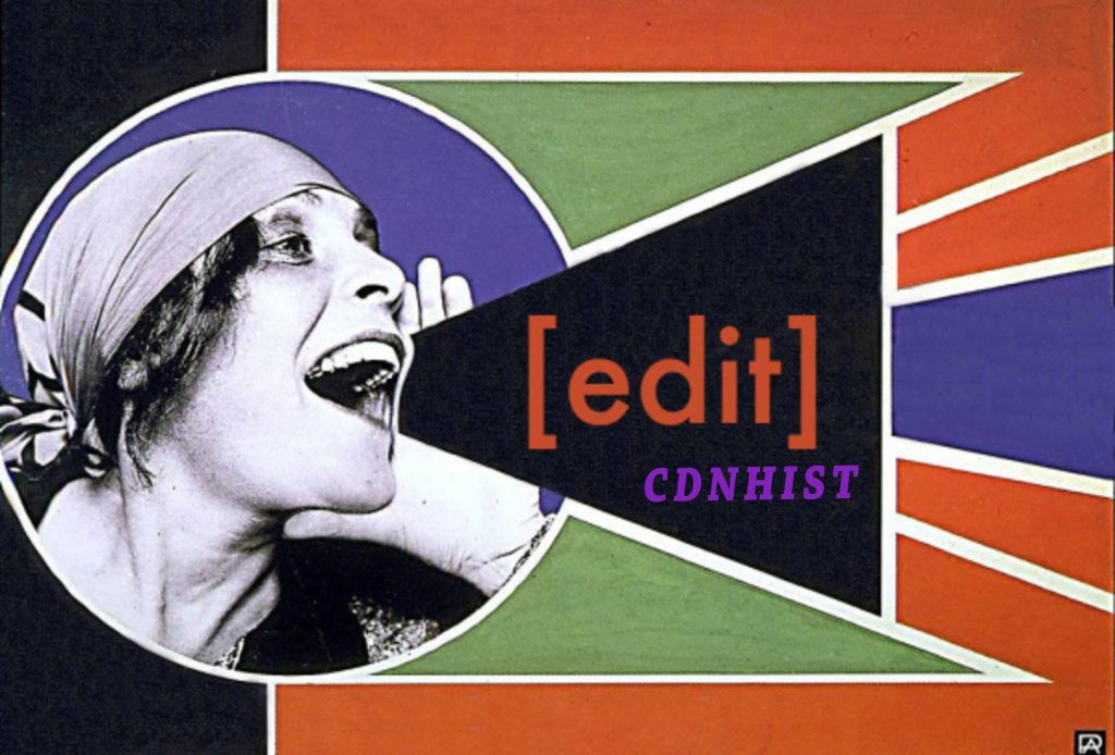 Image of a woman yelling with the word [edit] 