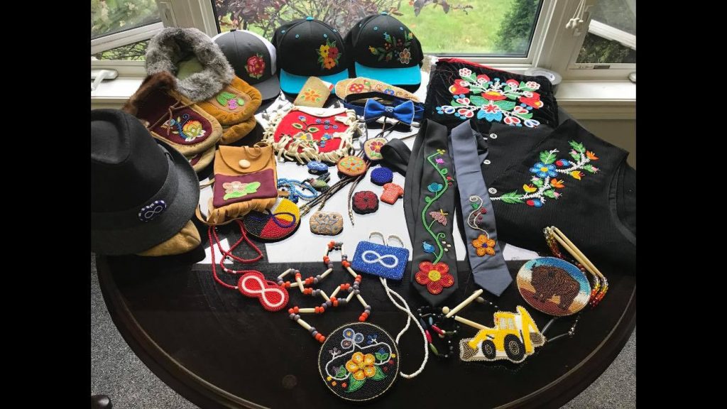 Table filled with beadwork