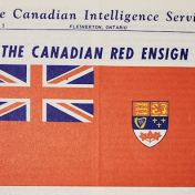 The front page of a newsletter with the Red Ensign flag pictured. The publication's title is "The Canadian Intelligence Service." The masthead says this is volume 14, number 5, published in Flesherton, Ontario in June 1964. The words "The Canadian Red Ensign" are printed above the picture of the flag.