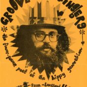 Poster advertising Allen Ginsberg's reading at the Lakehead U Fieldhouse.